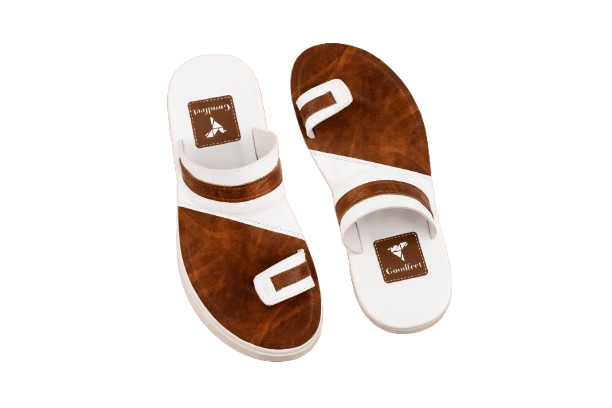 Men Slippers (Tan, White)