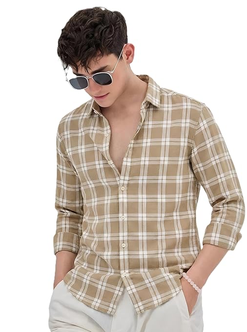 Men's Casual Plaid Button-Down Shirt