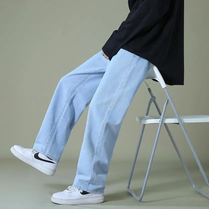 Men Straight Fit Light Blue Jeans