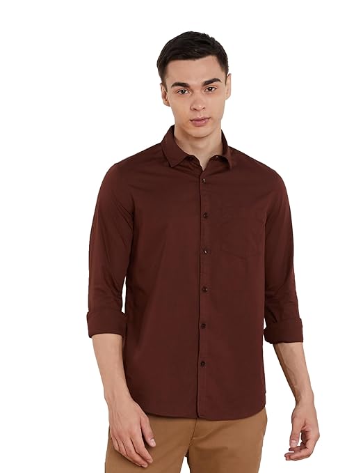 Men's Solid Slim Fit Cotton Casual Shirt 